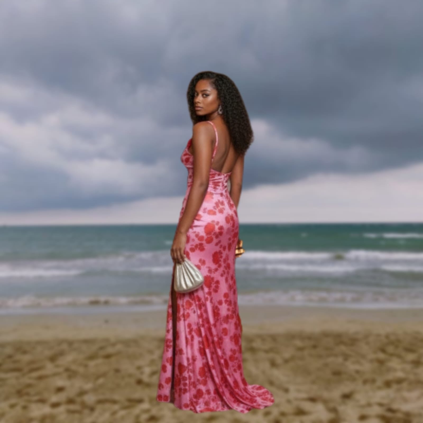 Pink Satin Long Dress