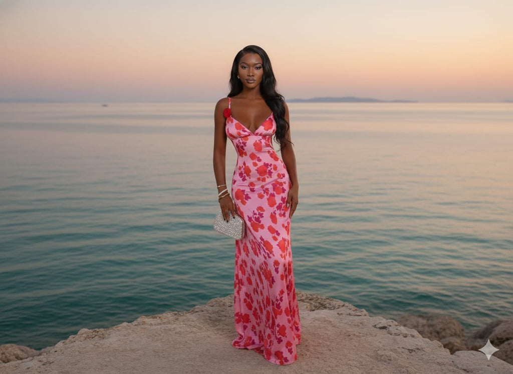 Pink Satin Long Dress