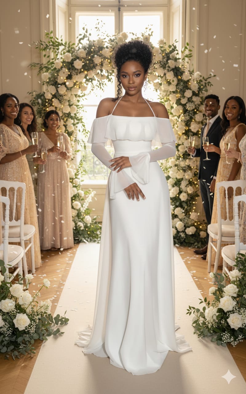 White Long Wedding Evening Dress