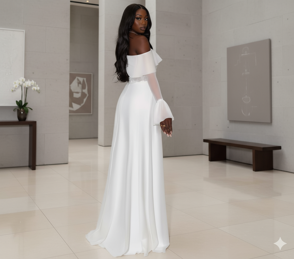 White Long Wedding Evening Dress