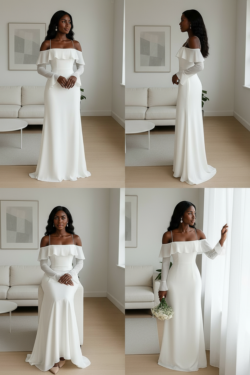 White Long Wedding Evening Dress