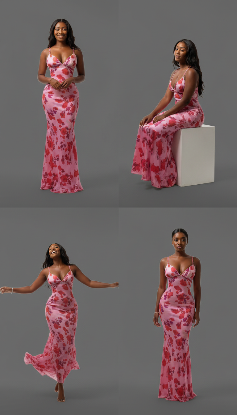 Pink Satin Long Dress