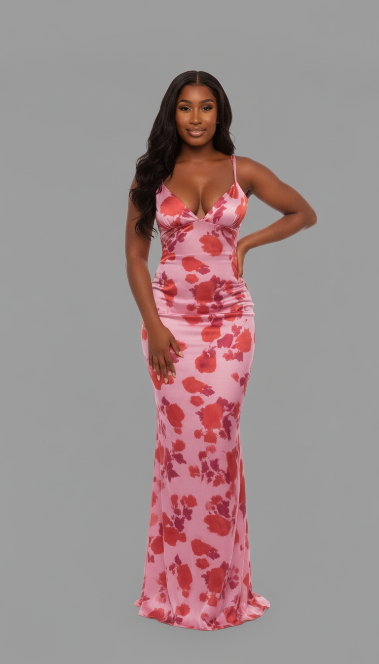 Pink Satin Long Dress