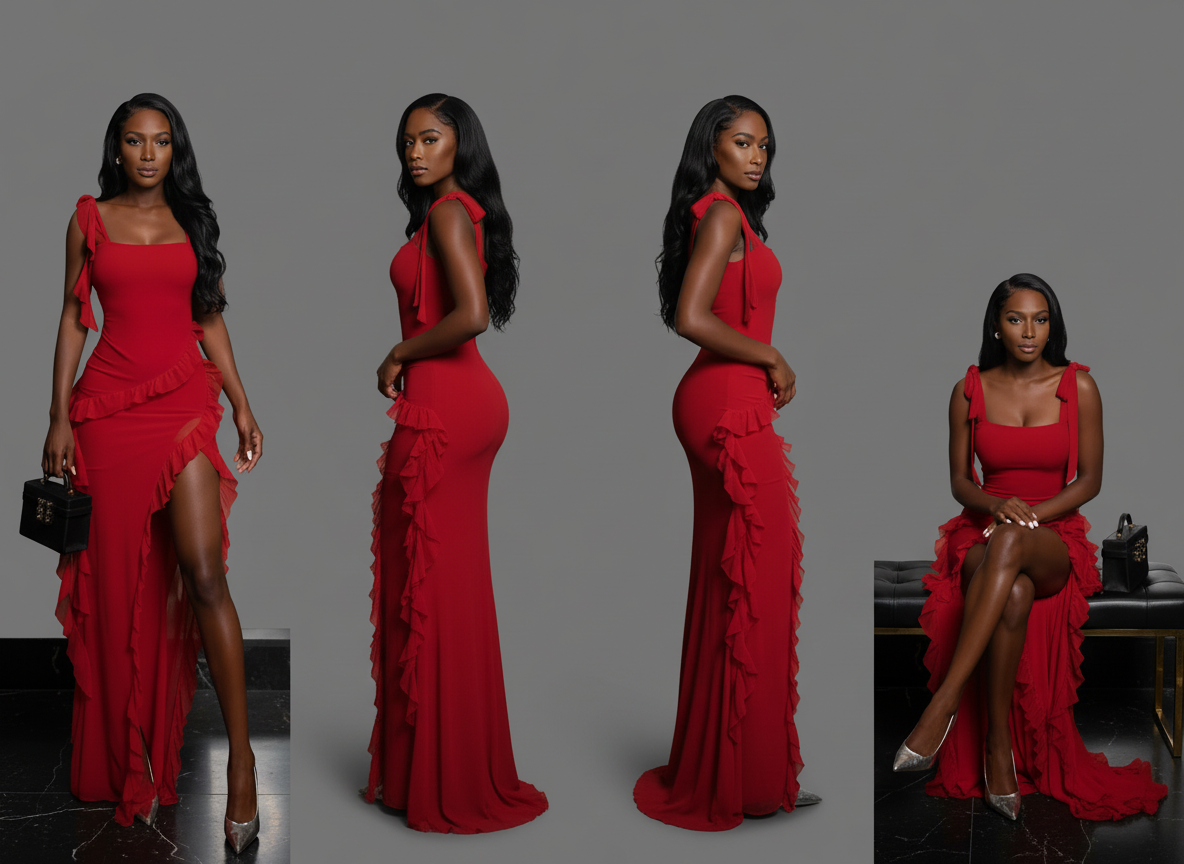 Red Deep Slit sexy Long Dress