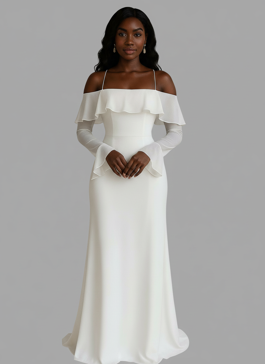 White Long Wedding Evening Dress