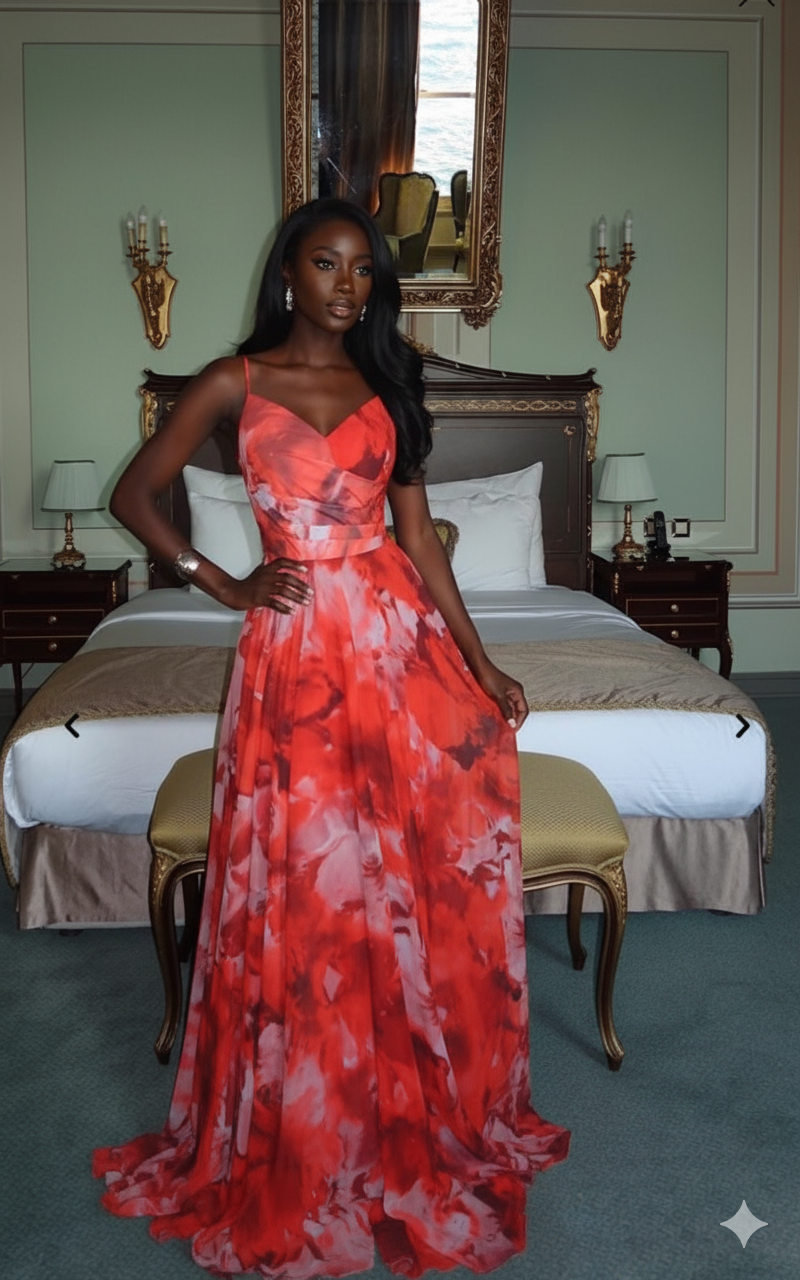 Elegant Floral-Print Maxi Dress