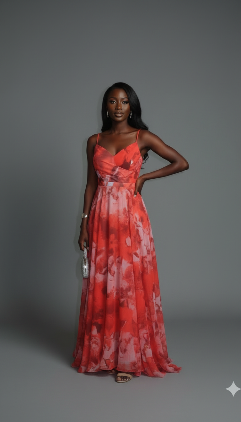 Elegant Floral-Print Maxi Dress