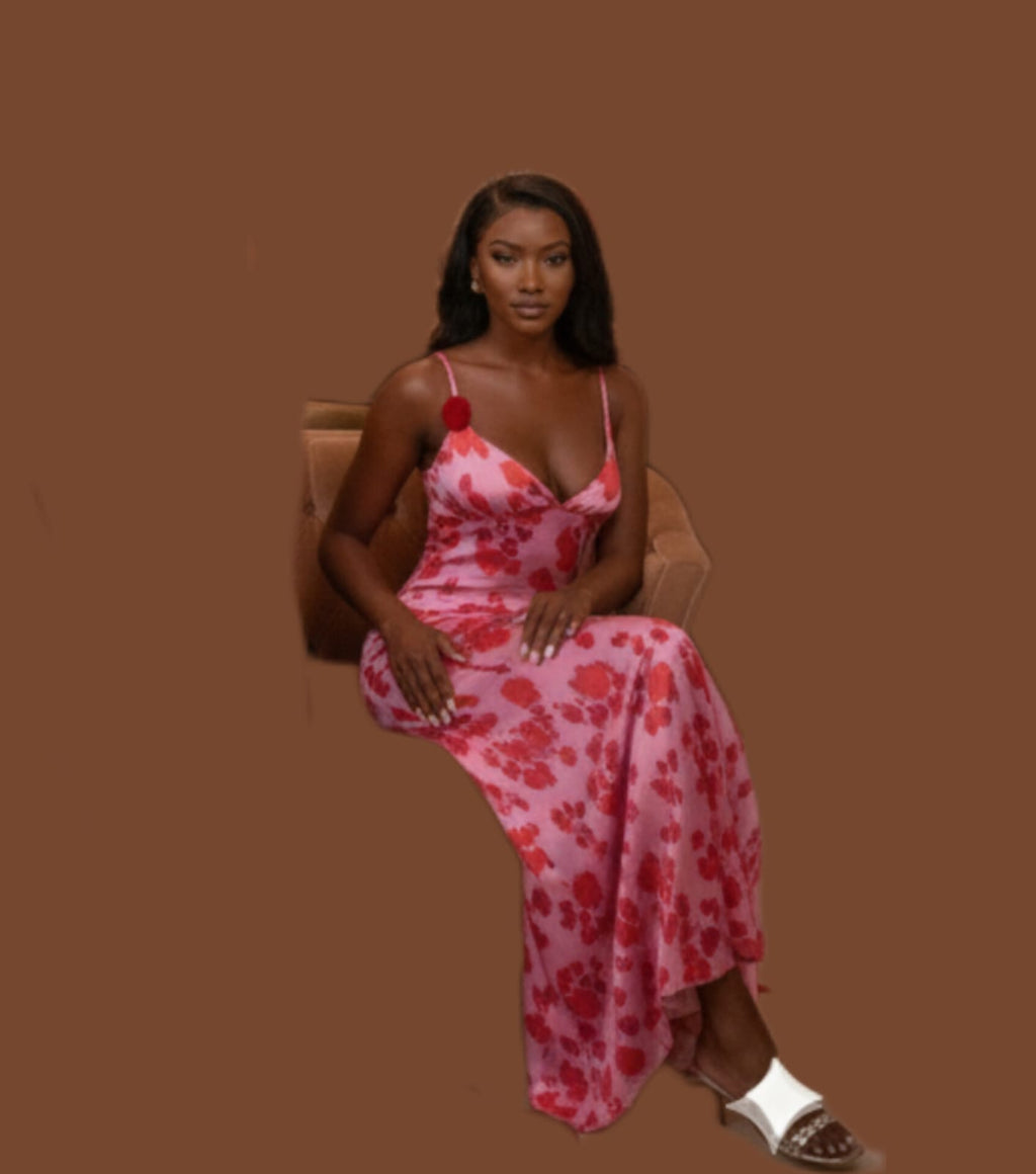 Pink Satin Long Dress