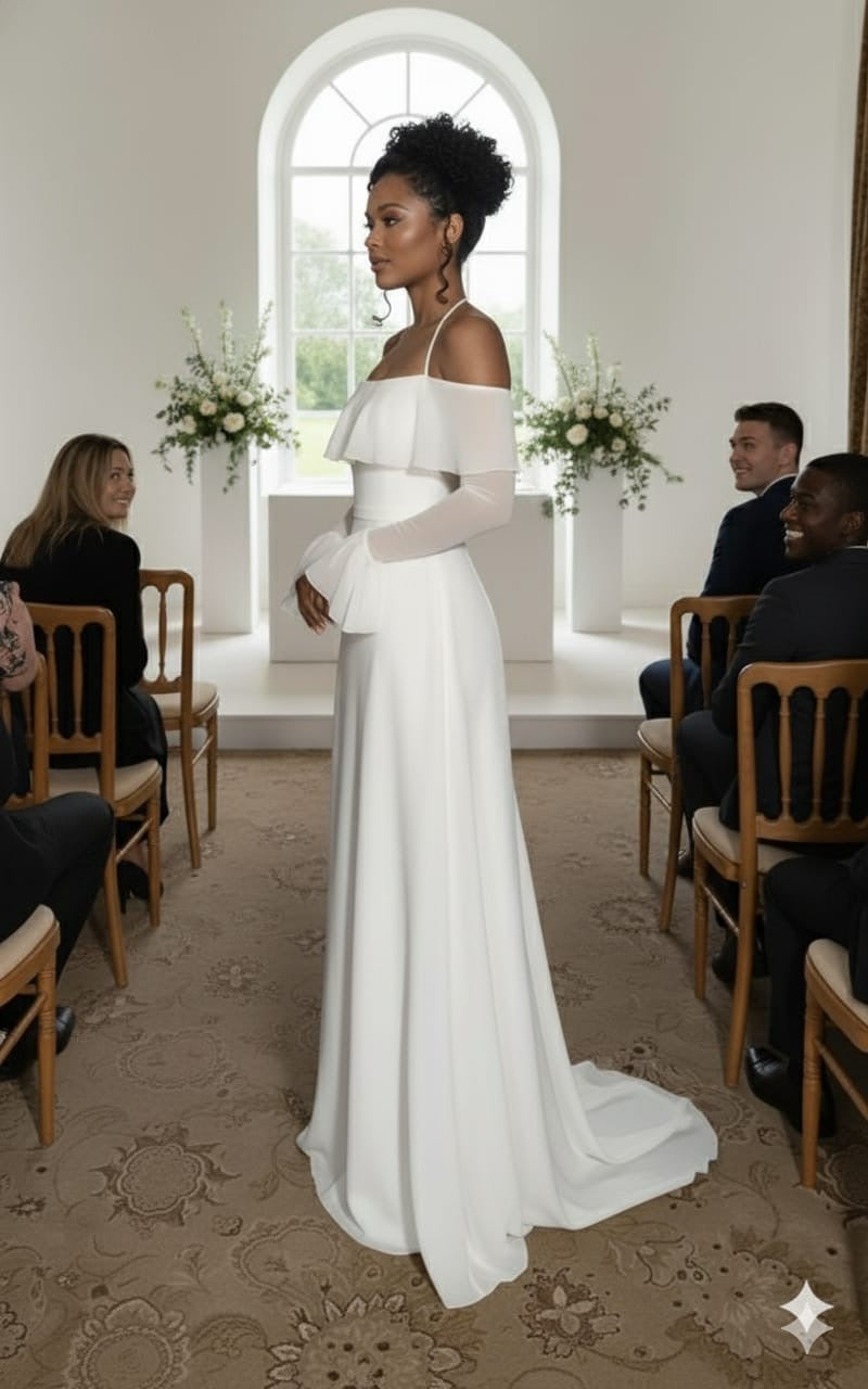 White Long Wedding Evening Dress